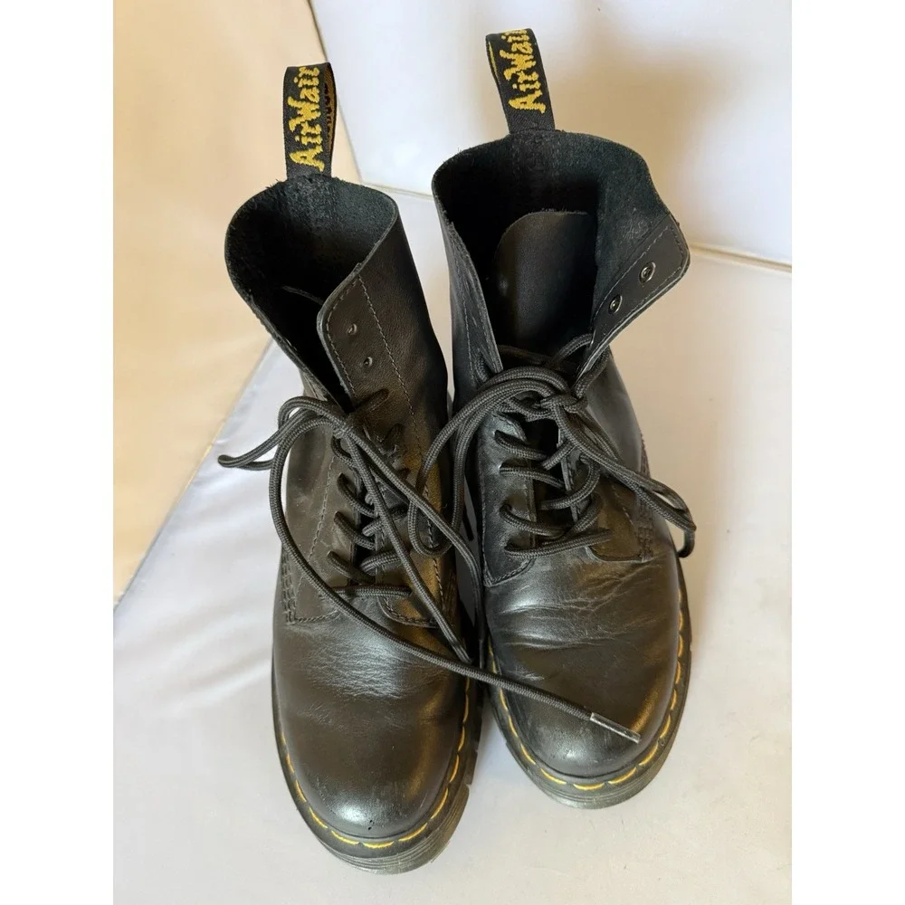 Dr. Martens Audrick 8-Eye Platform Boot Napa Soft Black Leather Combat Women's 6